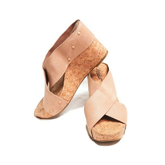 Lucky Brand Shoes - NEW-LUCKY BRAND MILLER ELASTIC STRAPS  CORK WEDGES